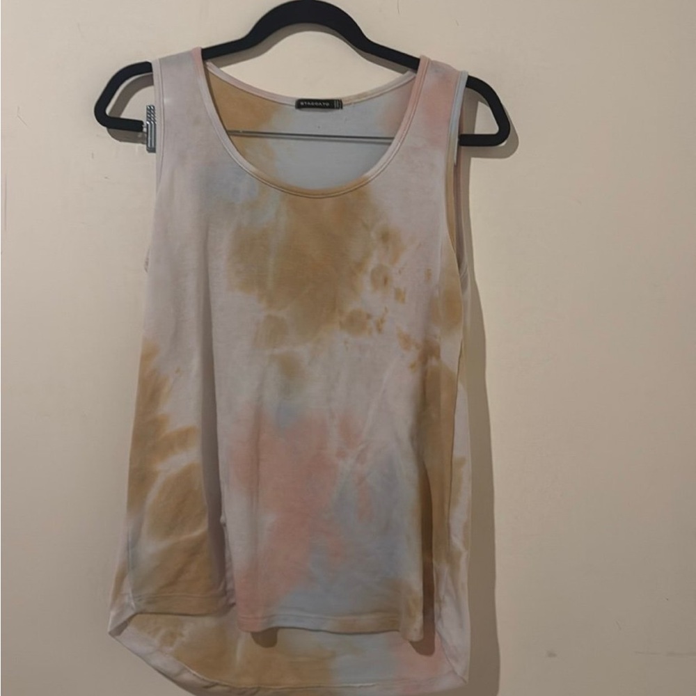 Staccato Earlene Tank Top - Watercolor Print - Pale Rose Size Medium